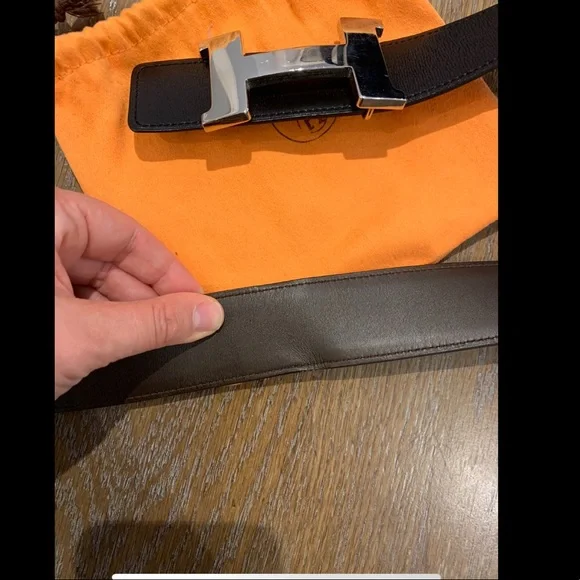 Hermes Black Belt with Silver Buckle